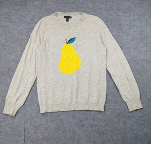 J Crew Novelty Sweater Womens Medium Pear Wool Rabbit Hair Kitschy Lightweight